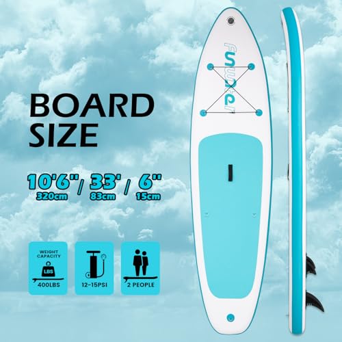 FunWater 10 ft 6 in Inflatable Stand Up Paddle Board Set – Sky Blue detail image 1