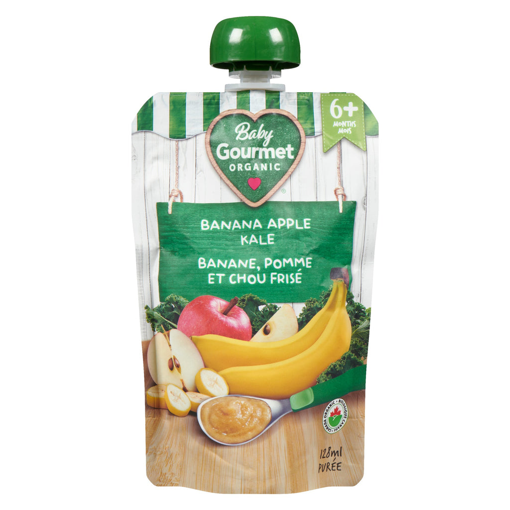 Baby Gourmet Aliments Biologiques pour Bébés Banane, Pomme et Chou Frisé 6 Mois+, 128 ml