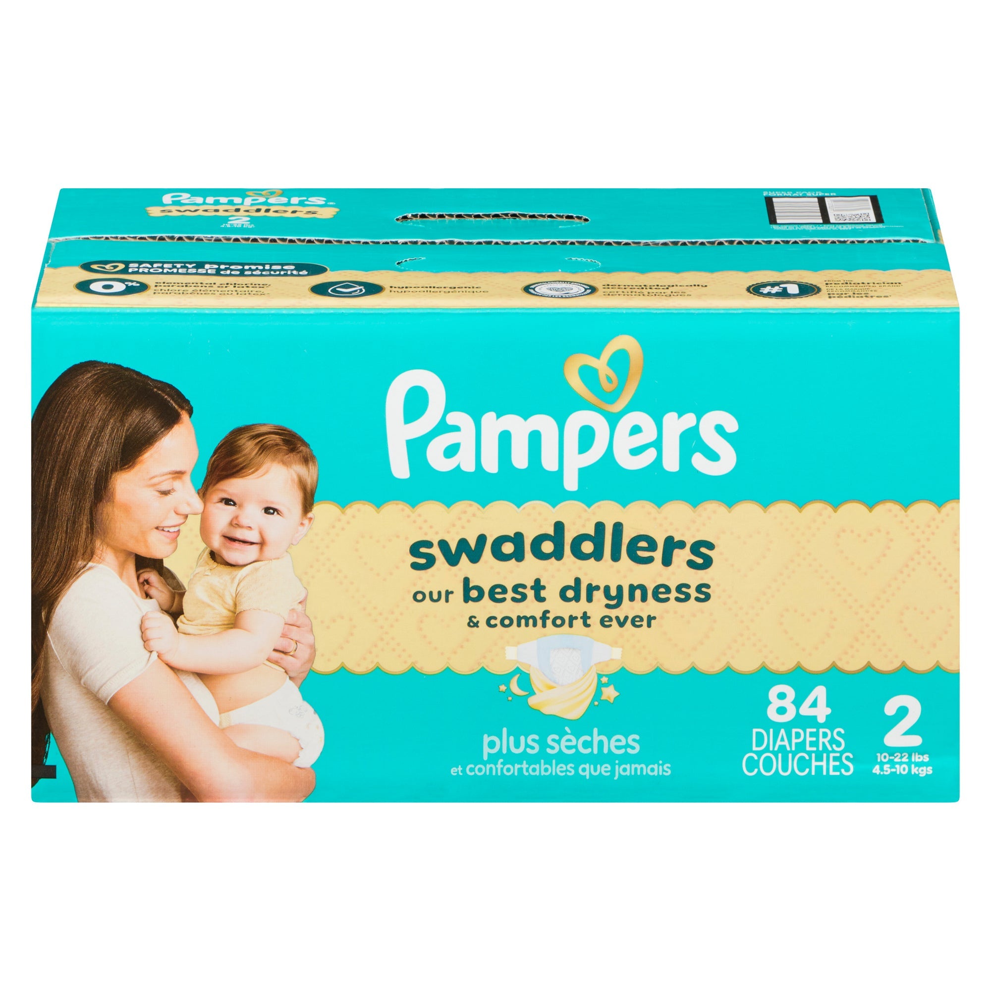 Couches Pampers Swaddlers, taille 2, emballage de 84