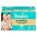 Couches Pampers Swaddlers, taille 3, emballage de 74