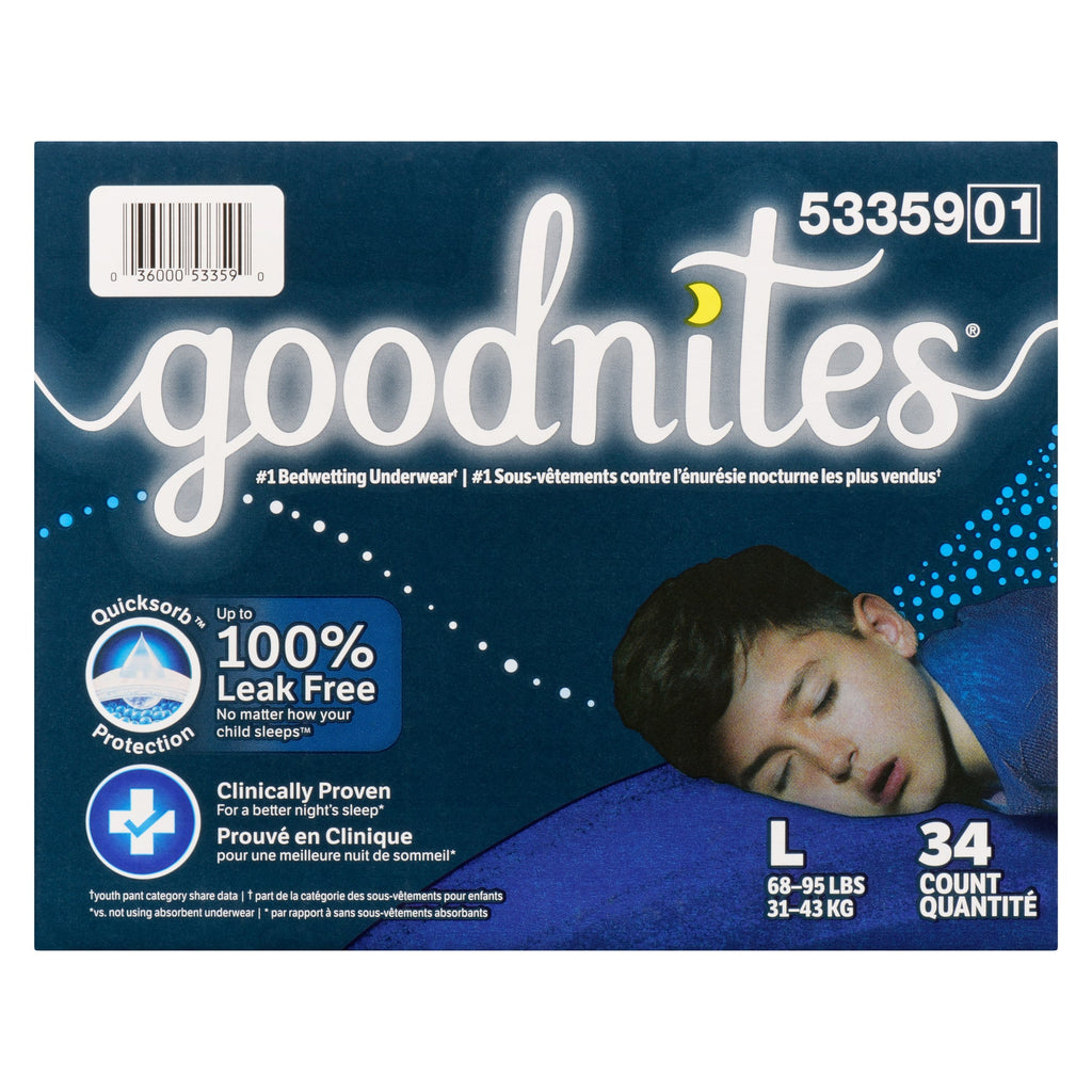 Goodnites Nighttime Underwear Boys L 31-43 kg, 34 Count