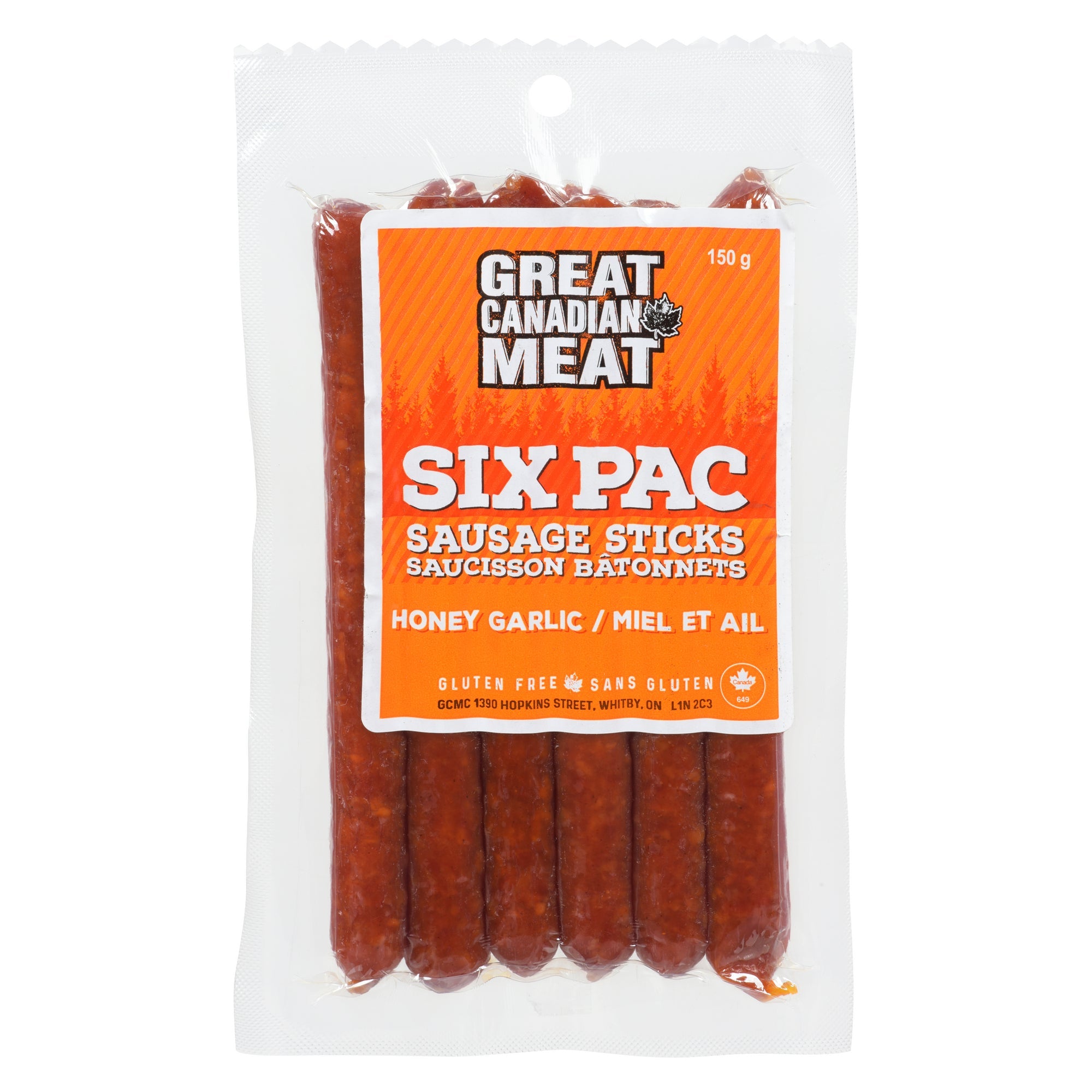 Great Canadian Meat Sausage Sticks Honey Garlic Six Pac 150 g