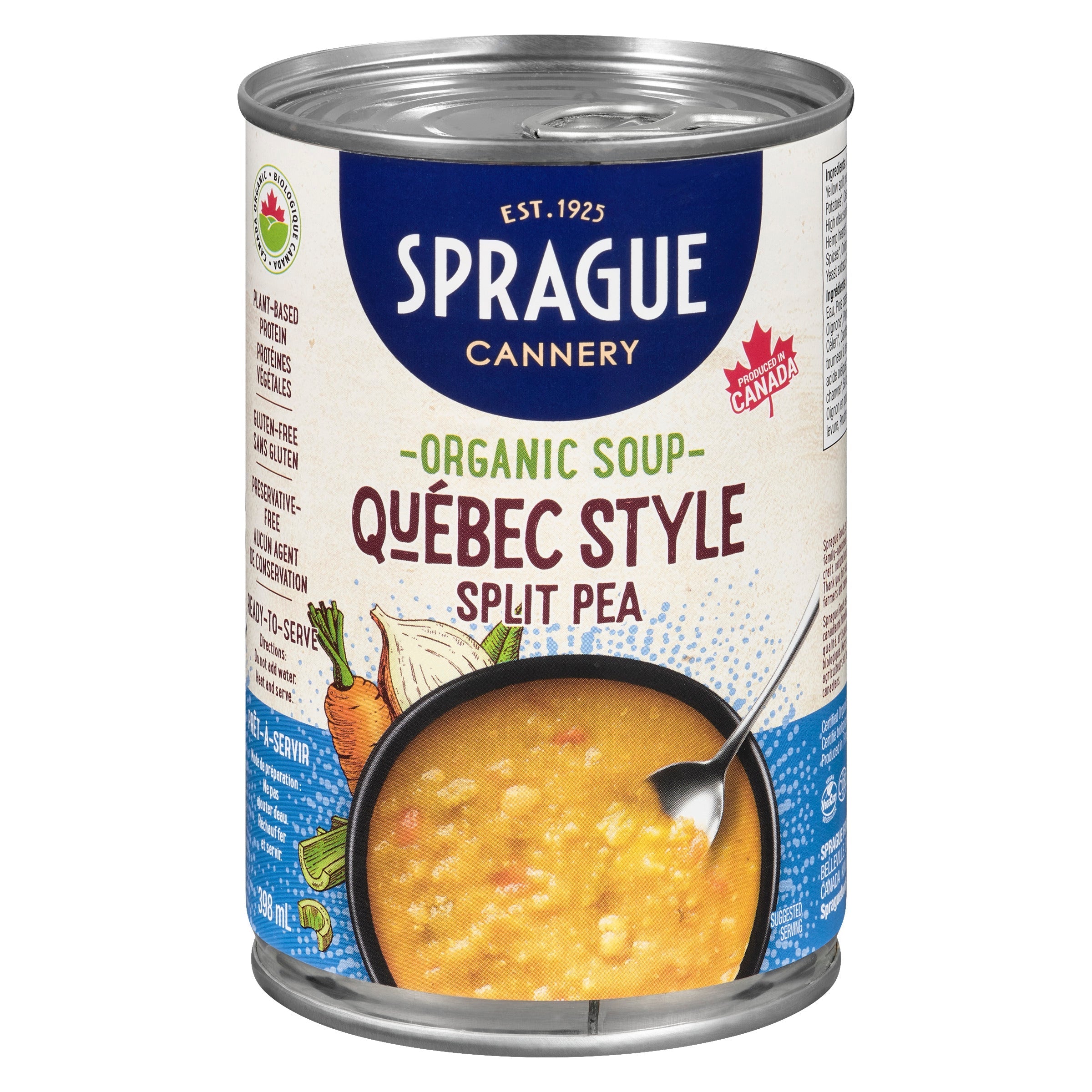Sprague Québec-Style Split Pea Soup with Vegetables and Hemp Hearts, Organic, 398-ml