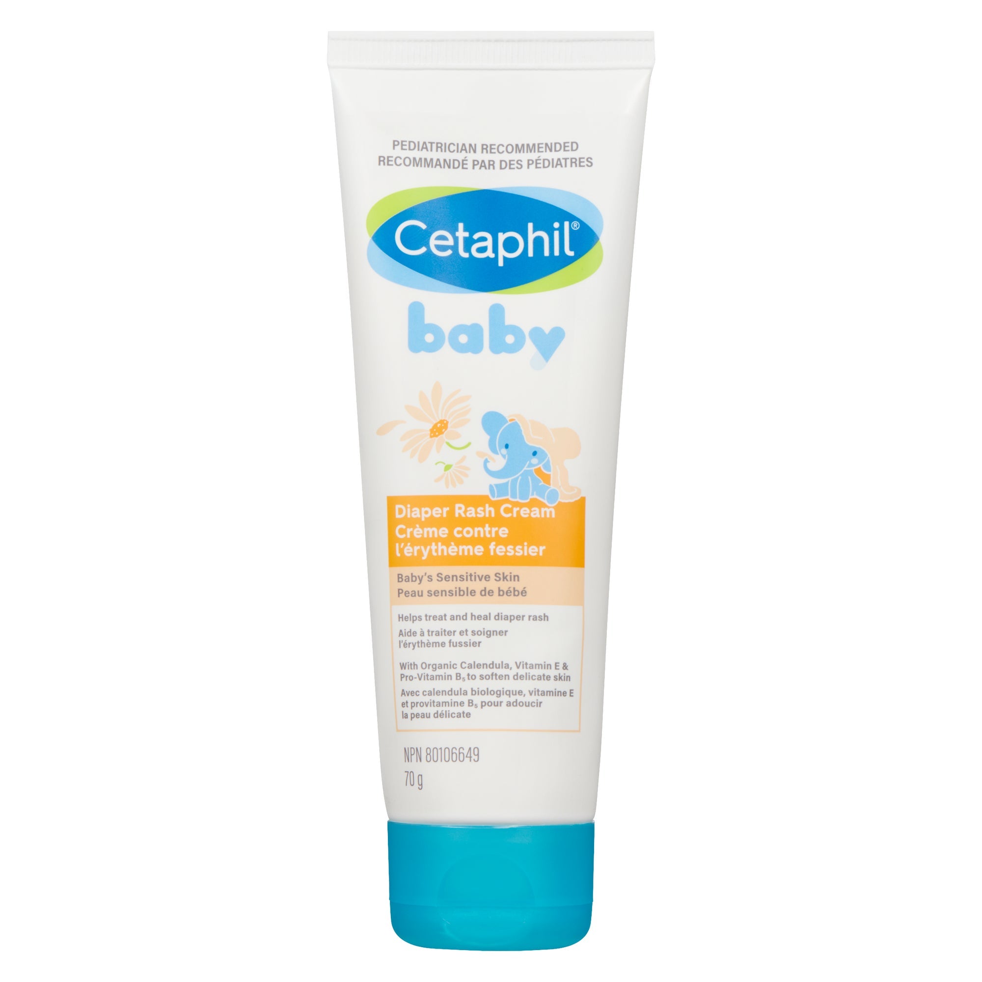 Cetaphil Baby Crème Contre l'Érythème Fessier avec Calendula Biologique Corps, 70 g