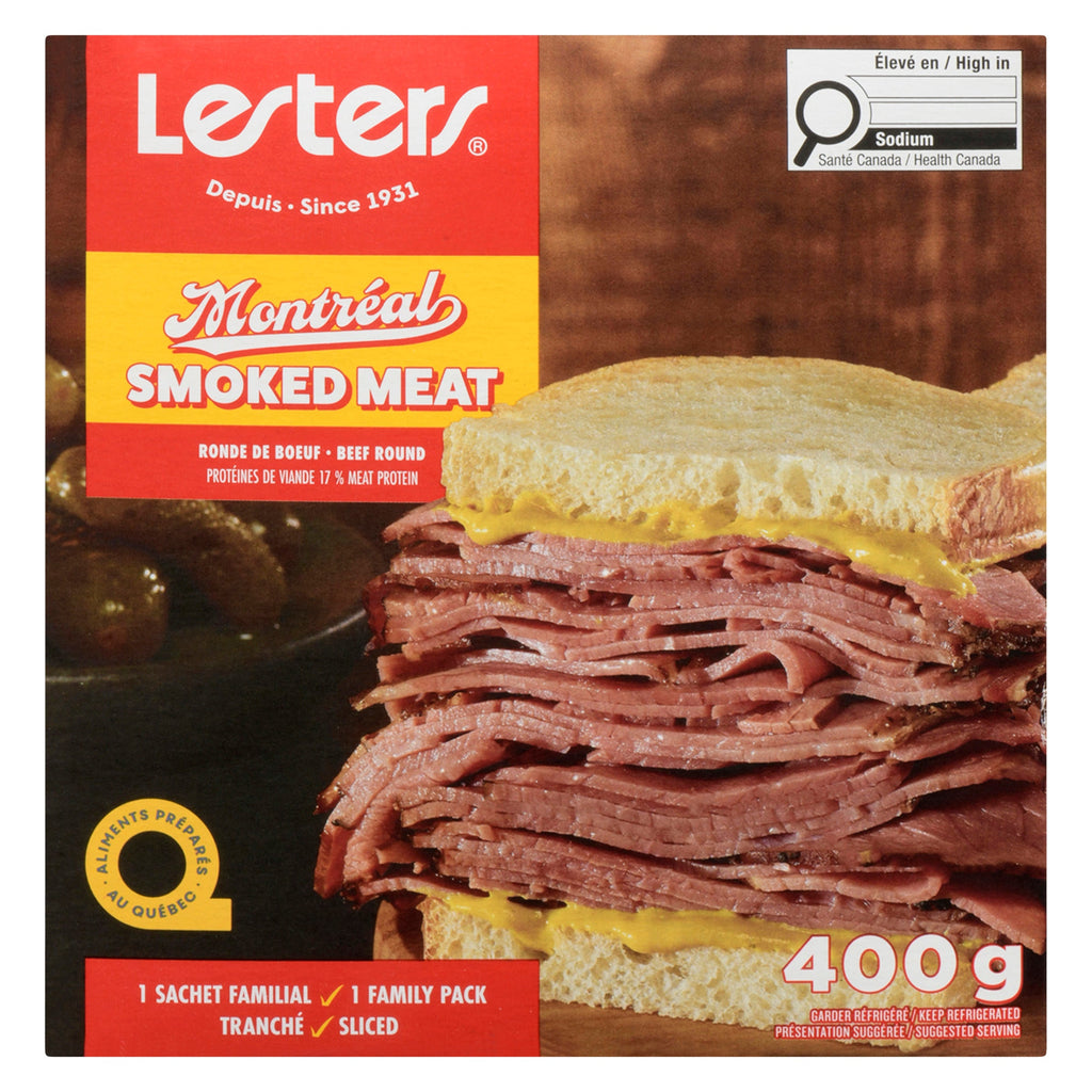Lesters Montréal Smoked Meat Beef Round Sliced 1 Family Pack, 400 g