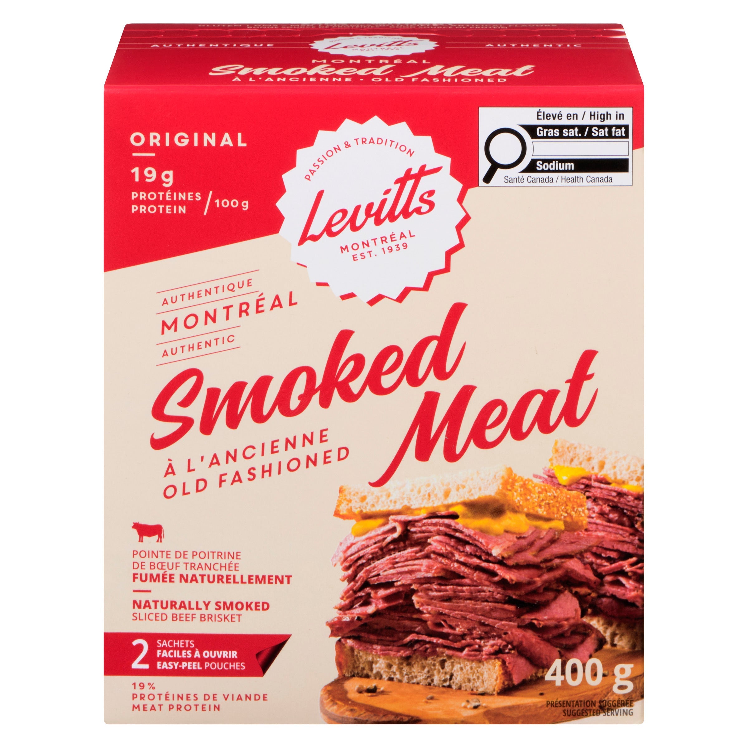 Levitt's Old Fashioned Montreal Smoked Meat 2-Pack, 400 g