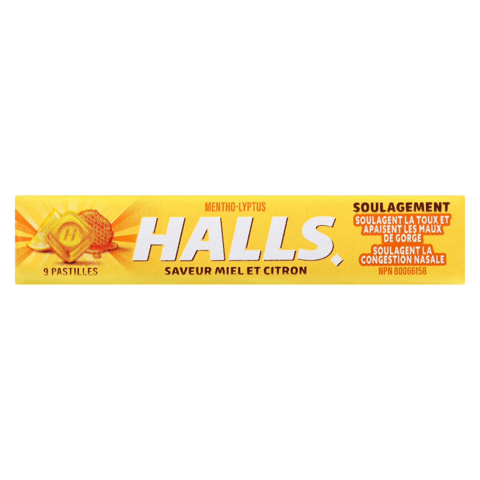 Halls Relief Mentho-Lyptus Honey Lemon Flavour, 9-Pack