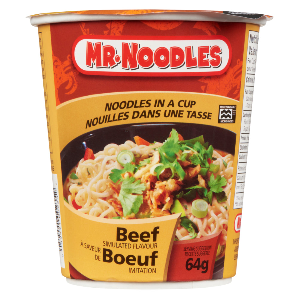 Mr. Noodles Beef Simulated Flavour Noodles in a Cup - 64g