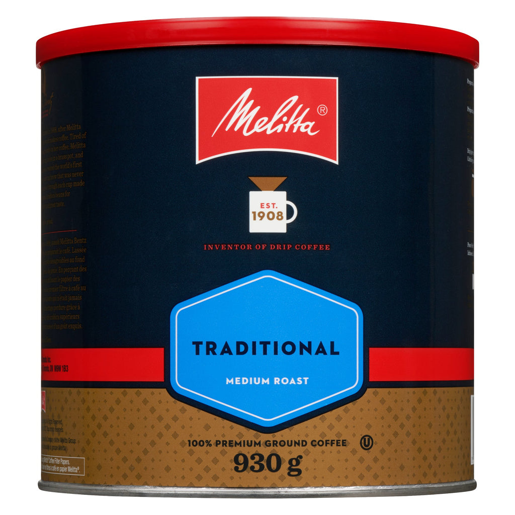 Melitta 100% Premium Ground Coffee Traditional Medium Roast, 930 g