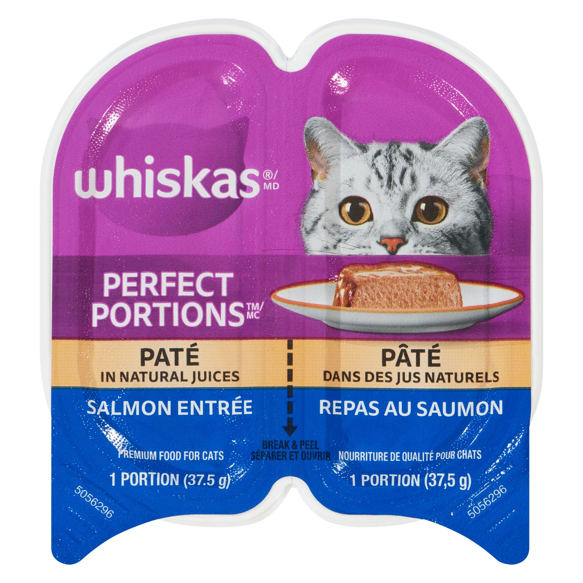 Whiskas Perfect Portions for Cats Paté in Natural Juices with Sustainable Salmon , 37.5 g, 2-Pack