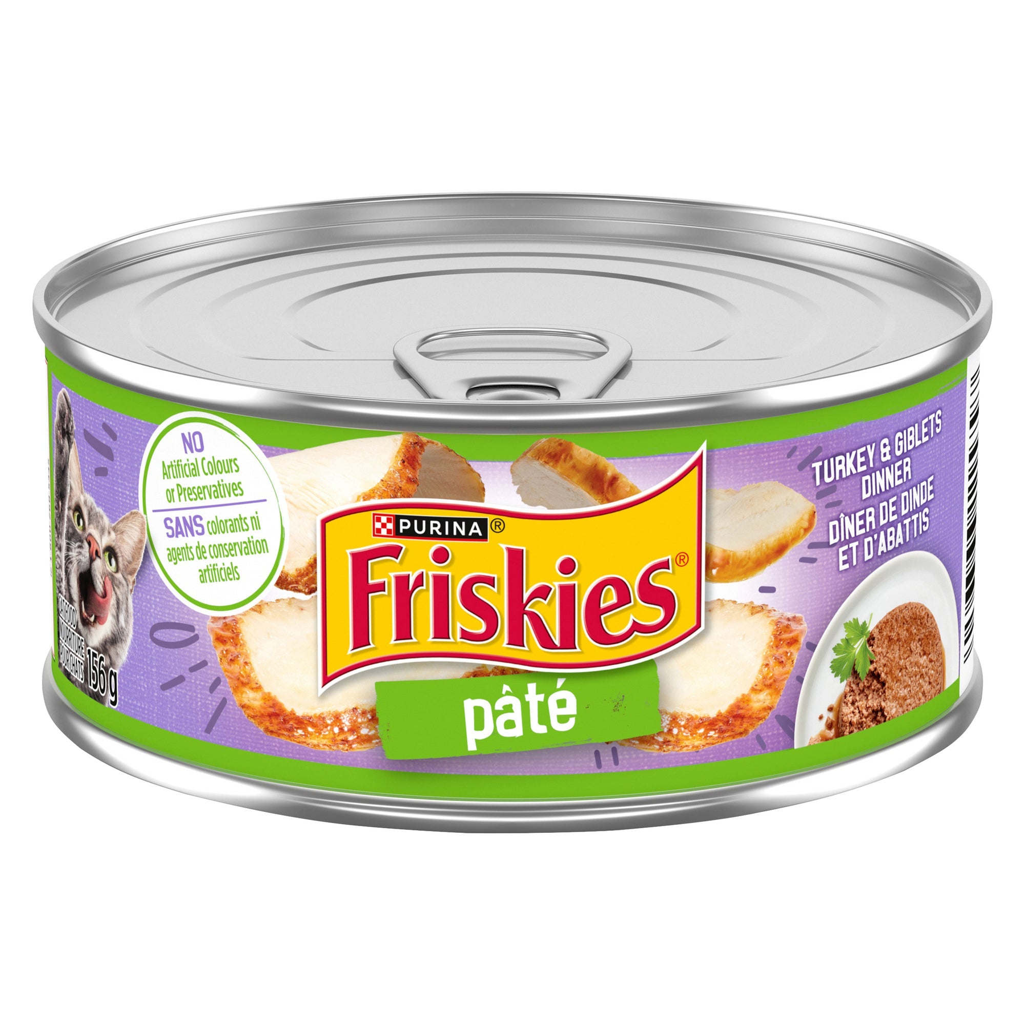 Purina Friskies Turkey and Giblets Dinner  Pâté Cat Food, 156-g