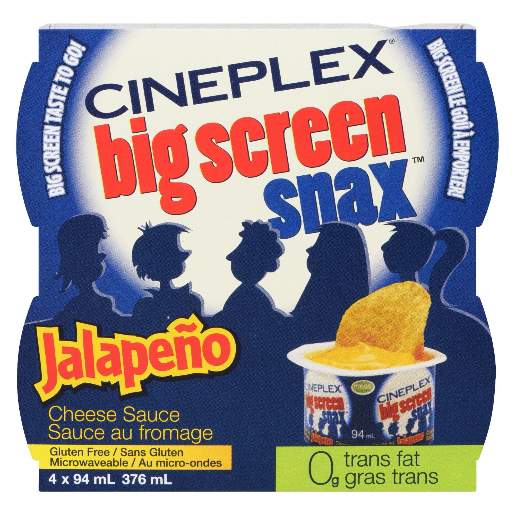 Cineplex Big Screen Snax Cheese Sauce Jalapeño, 4-Pack, 94-ml
