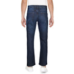 Mountain Ridge Men's Mid-Rise Relaxed Fit Jeans with Button Closure and Zip Fly, Dark Blue Wash