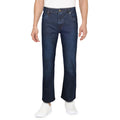 Mountain Ridge Men's Mid-Rise Relaxed Fit Jeans with Button Closure and Zip Fly, Dark Blue Wash