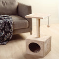 Polyester and Wood Cat Tree with Bottom Fort, 23.6-in, Beige
