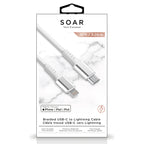 Soar Braided USB-C To Lightning Cable, White, 10-ft.