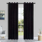 HomeStyles Faux Silk Curtain with Grommets, Black, 52-in x 84-in.