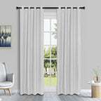 HomeStyles Faux Silk Curtain with Grommets, White, 52-in x 84-in.