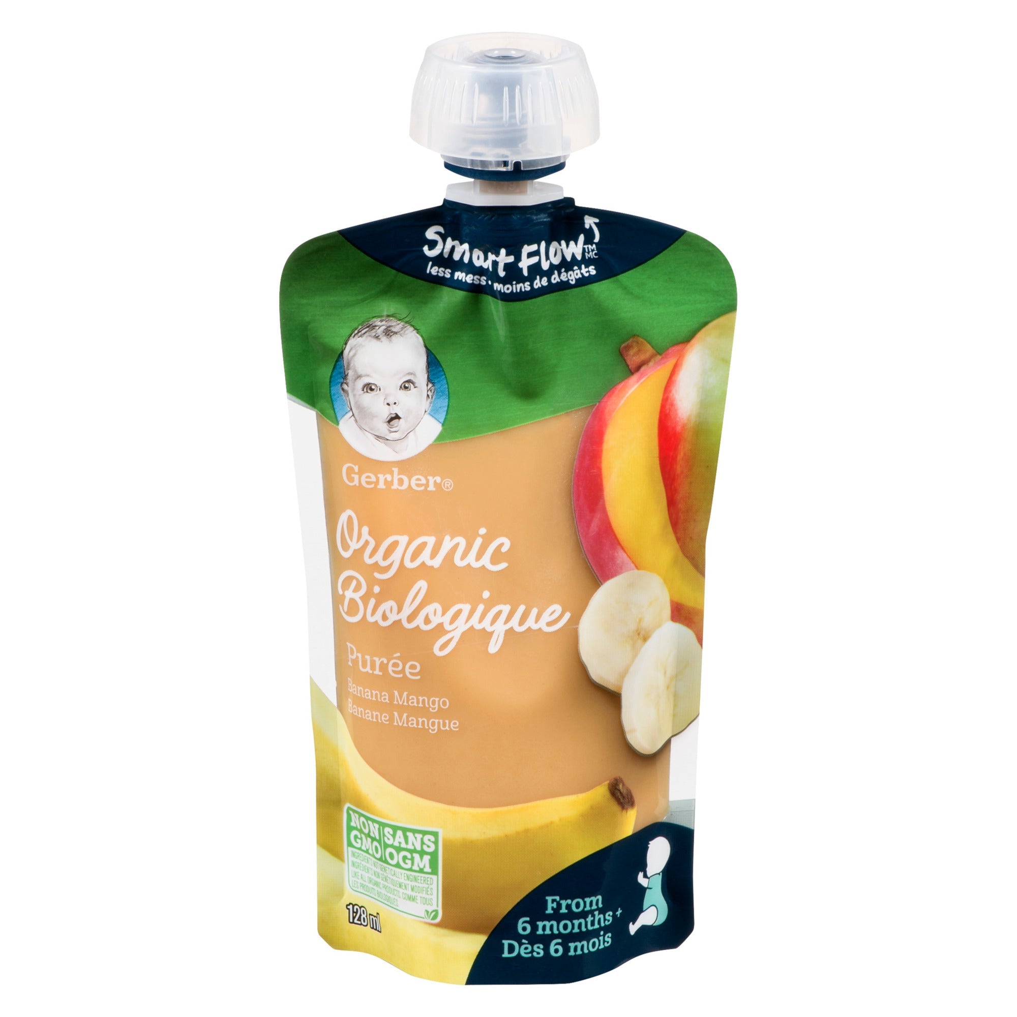Purée à saveur de banane et mangue biologique pour bébé de Gerber, 128 ml