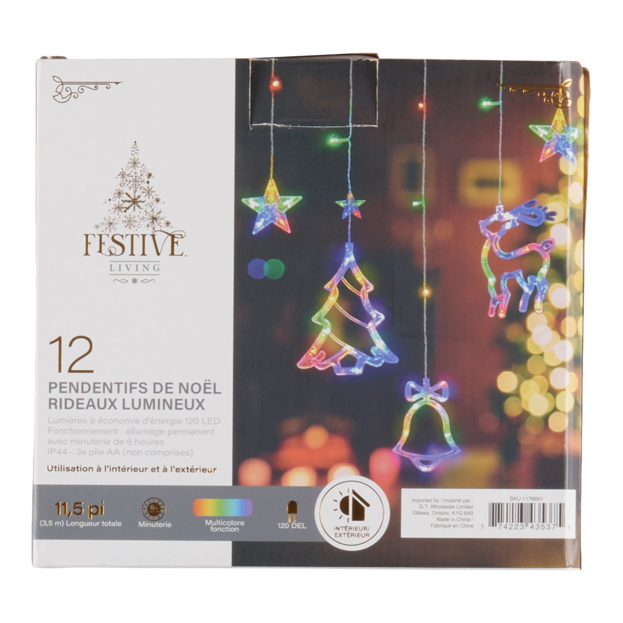 Battery Operated Pendent String Lights with 120 Multicolour LED Lights, 3.5-m