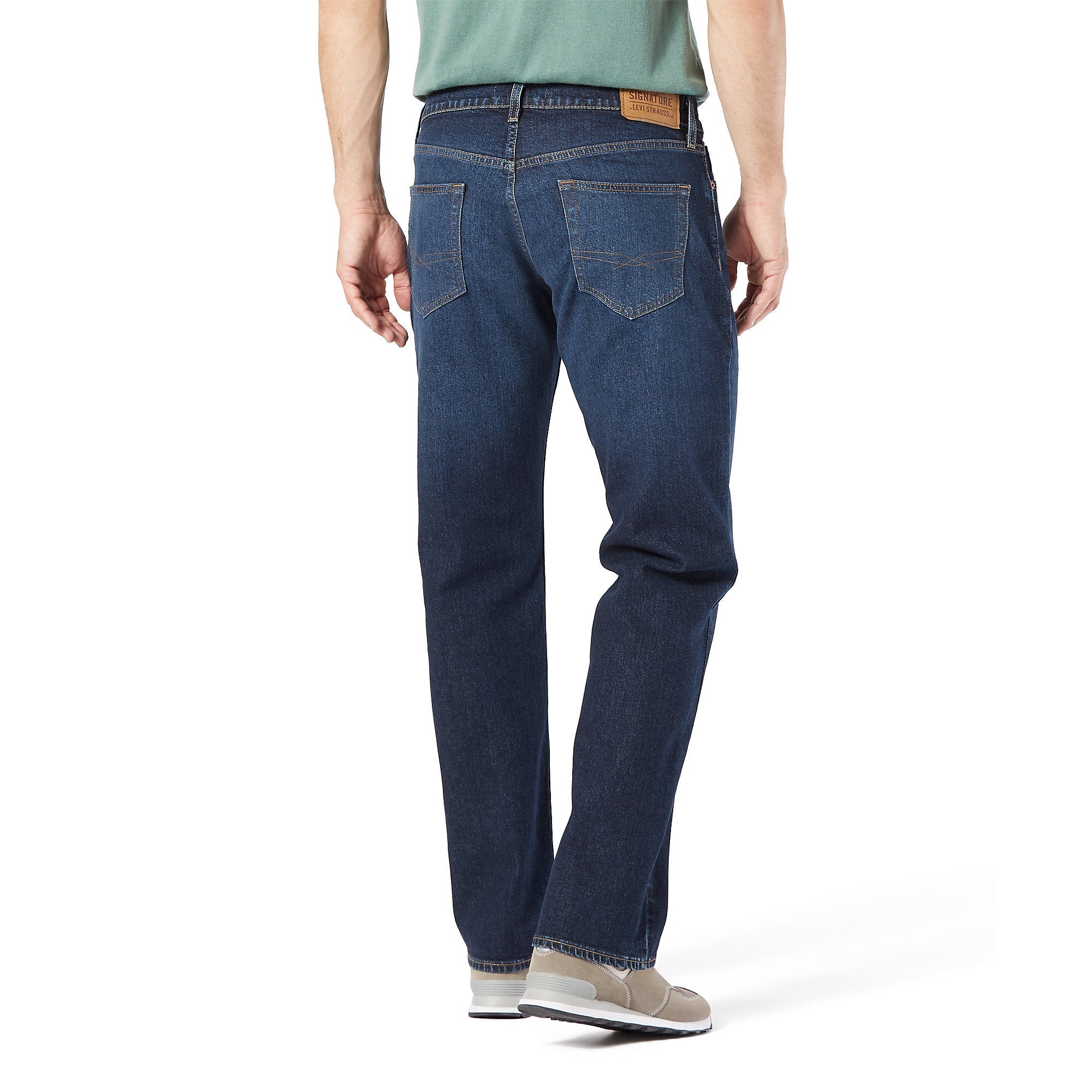 Levi Strauss Signature Men's Relaxed Fit Jeans, Dark Blue