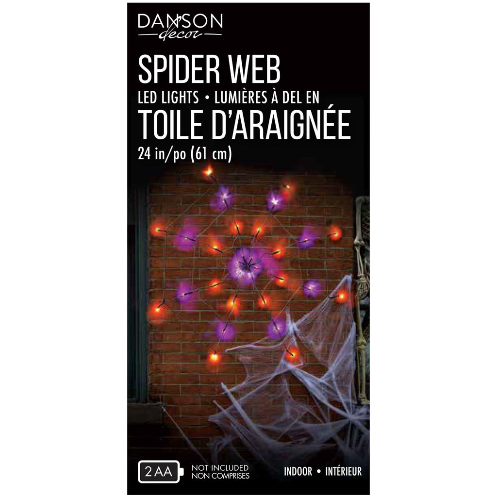 32 LED Spider Web Net lumière, orange et violet