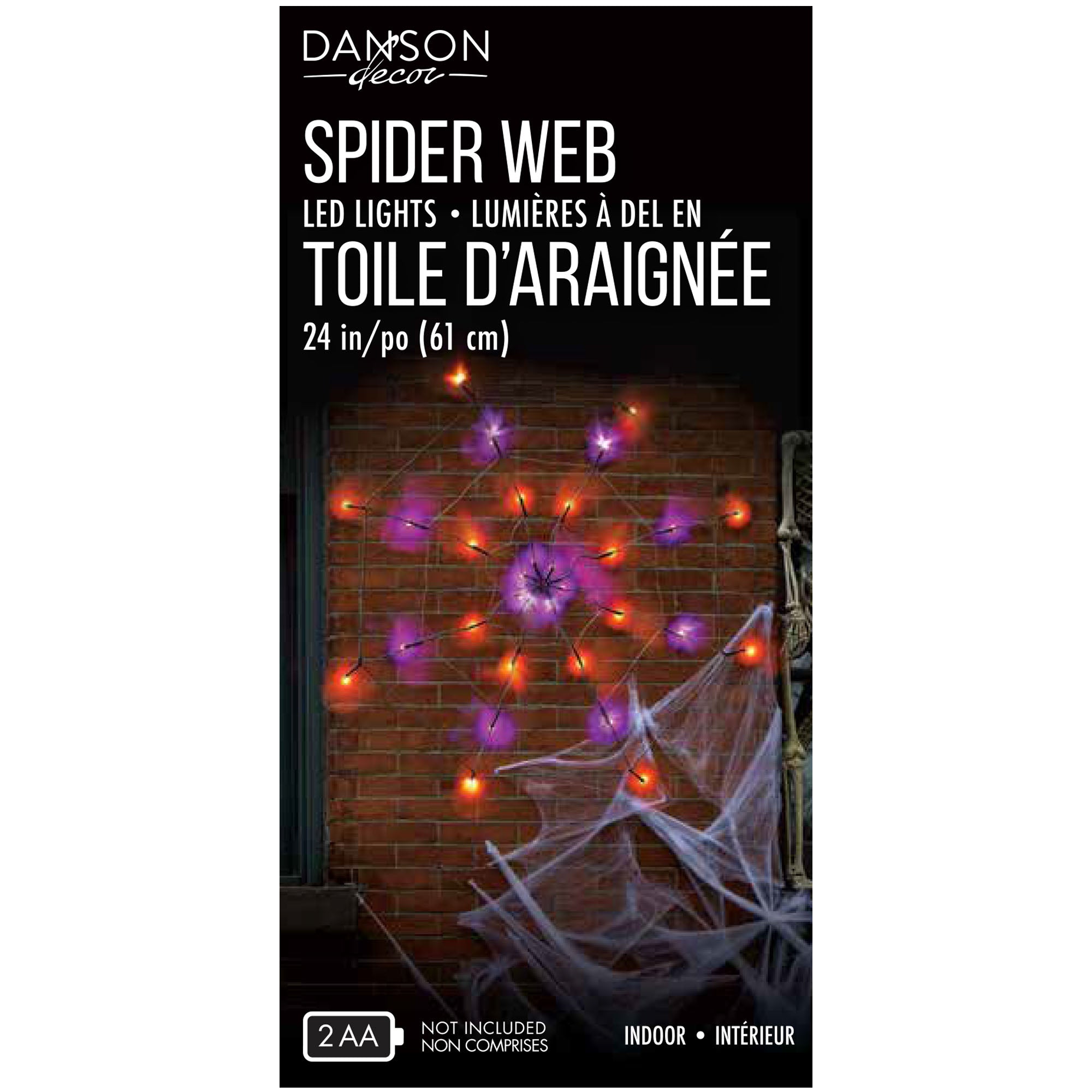 32 LED Spider Web Net lumière, orange et violet