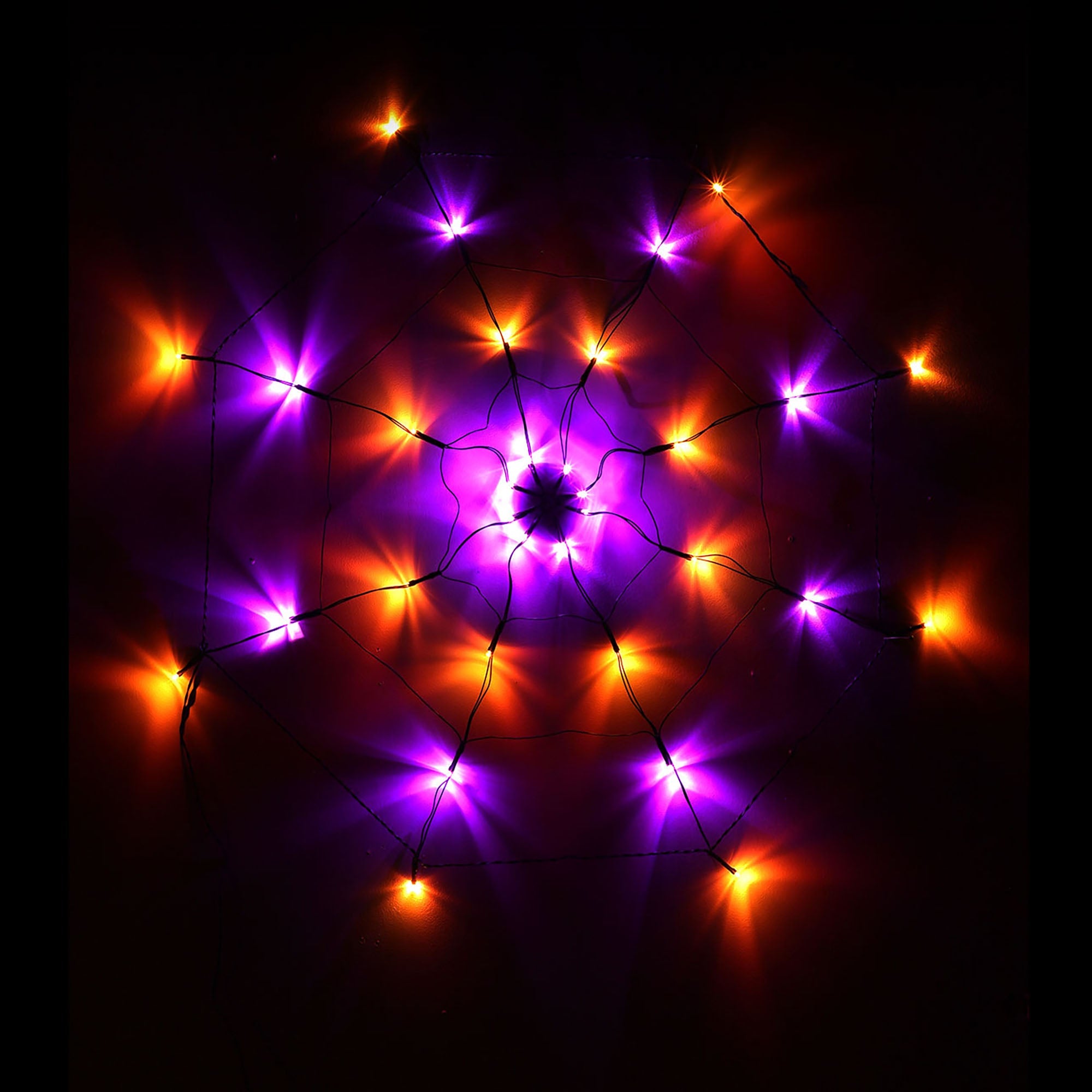 32 LED Spider Web Net lumière, orange et violet