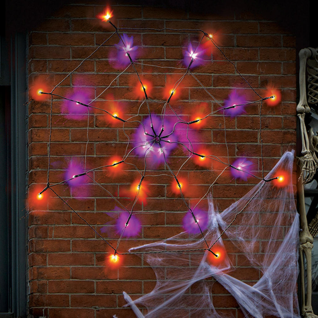 32 LED Spider Web Net lumière, orange et violet