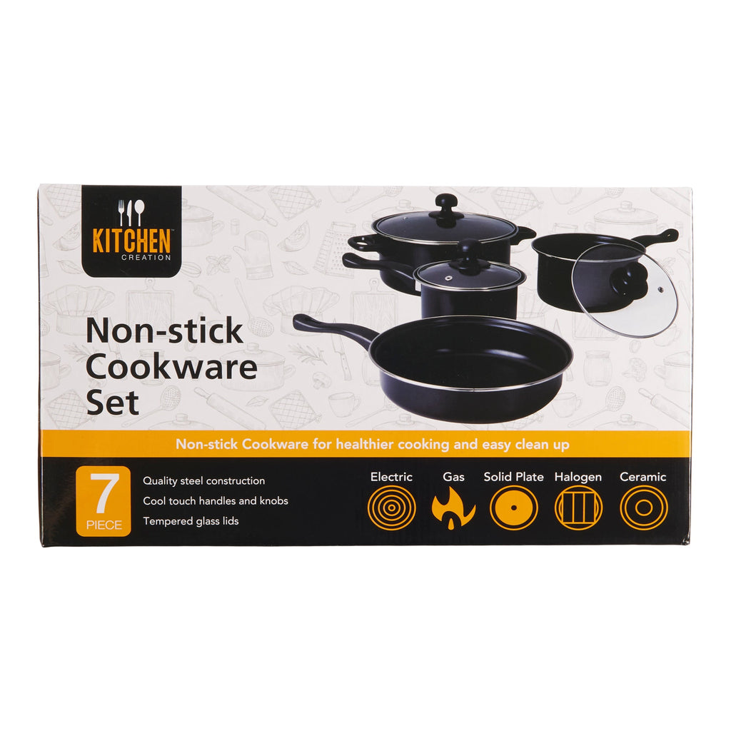 Kitchen Creations Cookware Set, Black, 7-Piece