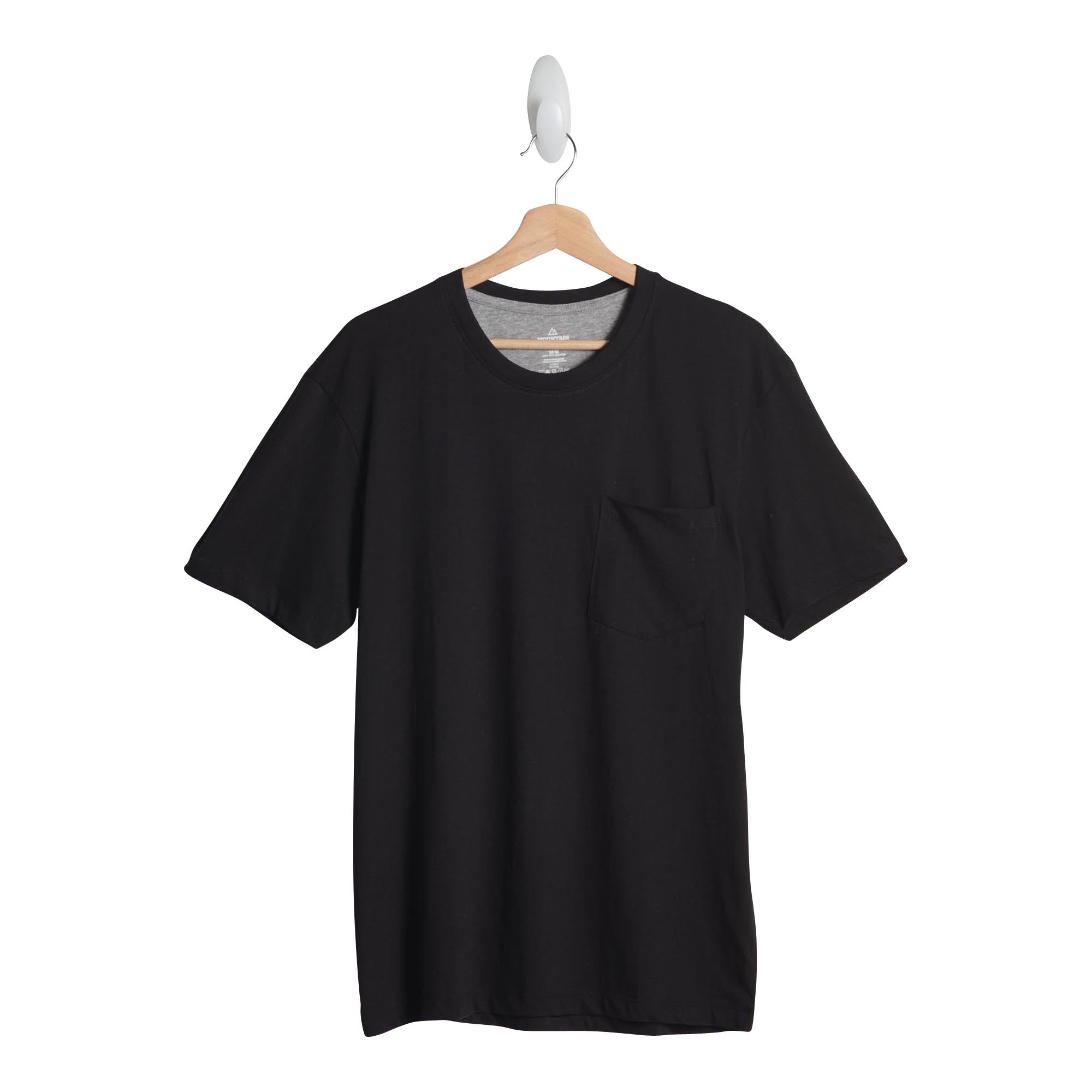 Mountain Ridge Men's Short Sleeve Crew Neck T-Shirt with Chest Pocket, Black