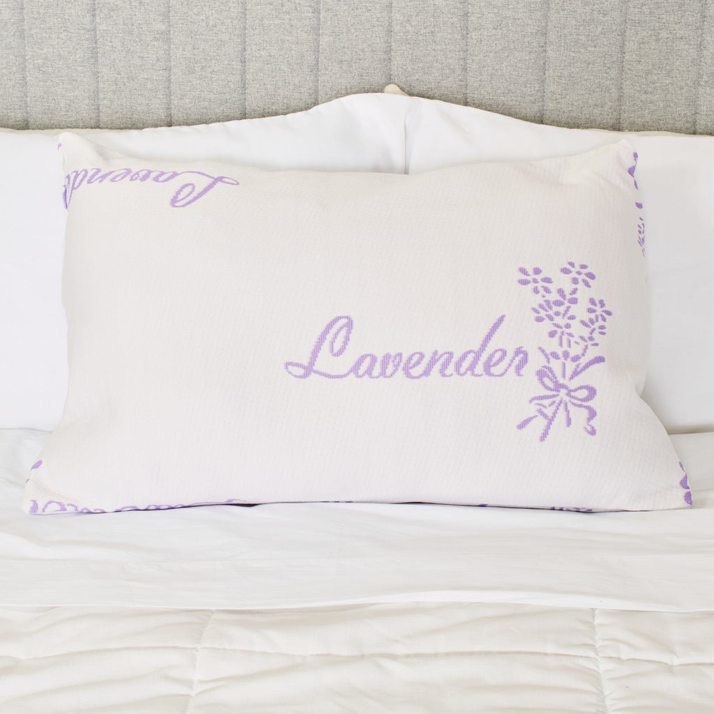 Safdie & Co. Lavender Bamboo Pillow, White