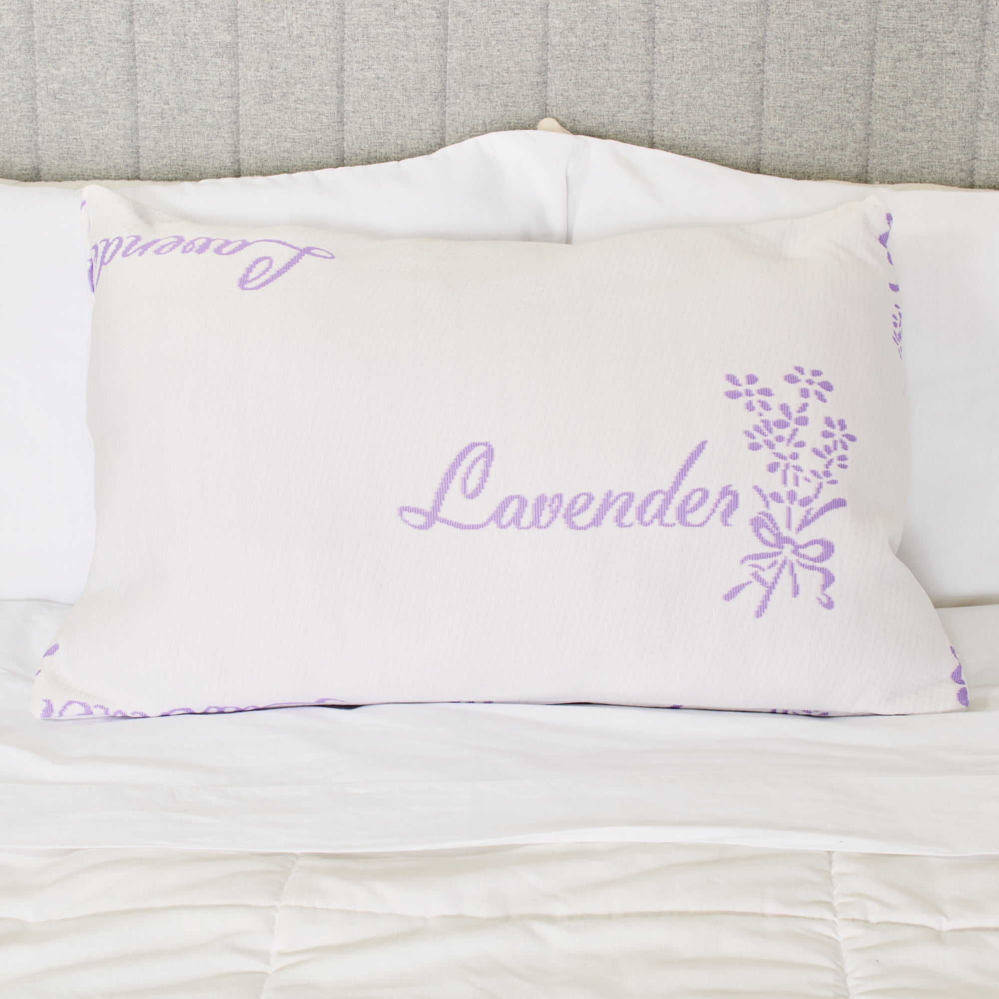 Safdie & Co. Lavender Bamboo Pillow, White