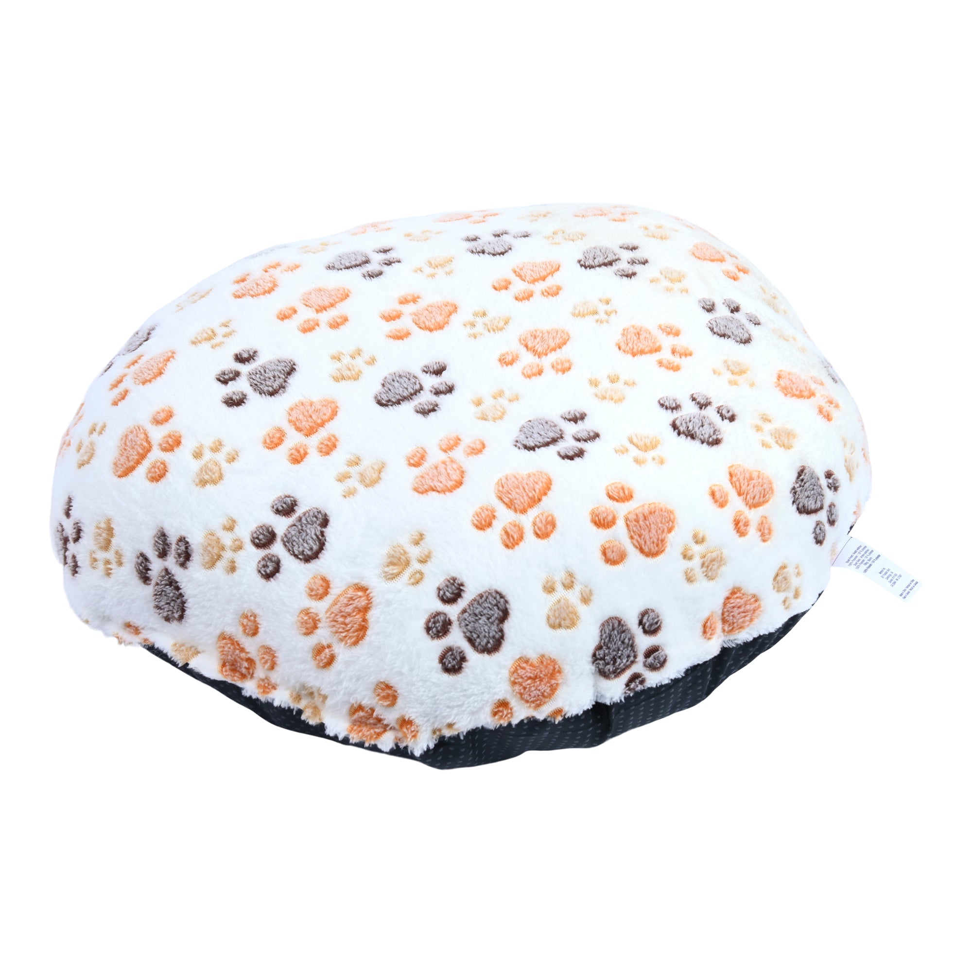 Round Plush Pet Bed, White, 22-in