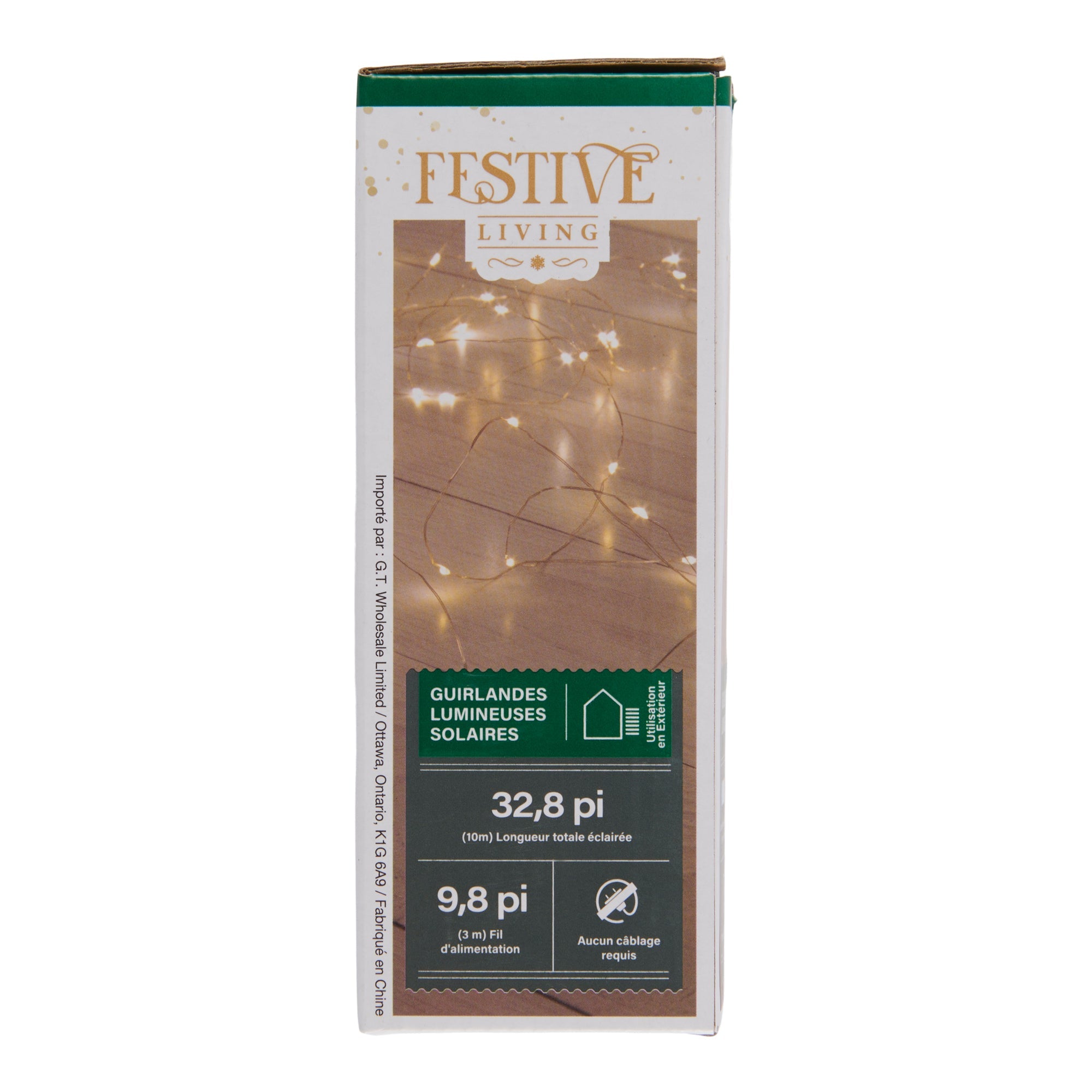 Festive Warm White 100 LED Solar Fairy String Lights, 10-m