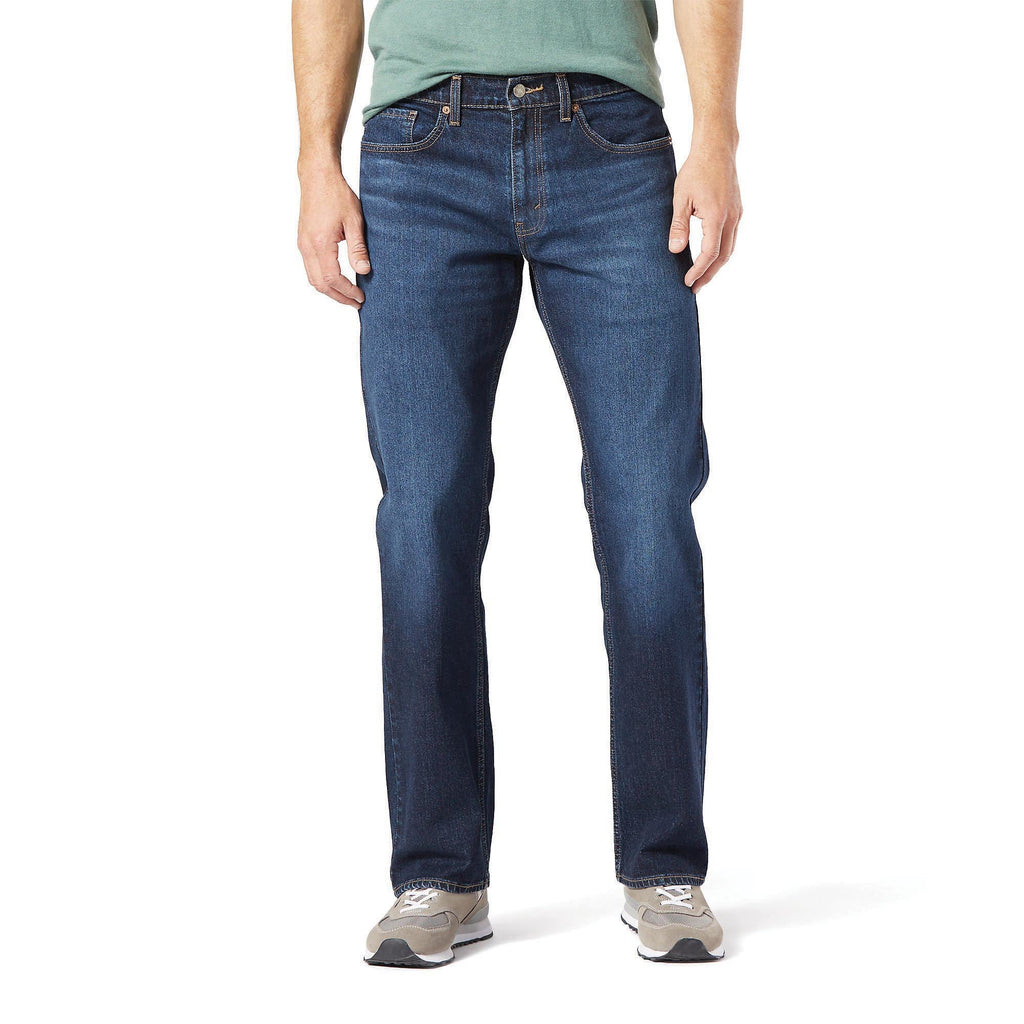 Levi Strauss Signature Men's Relaxed Fit Jeans, Dark Blue