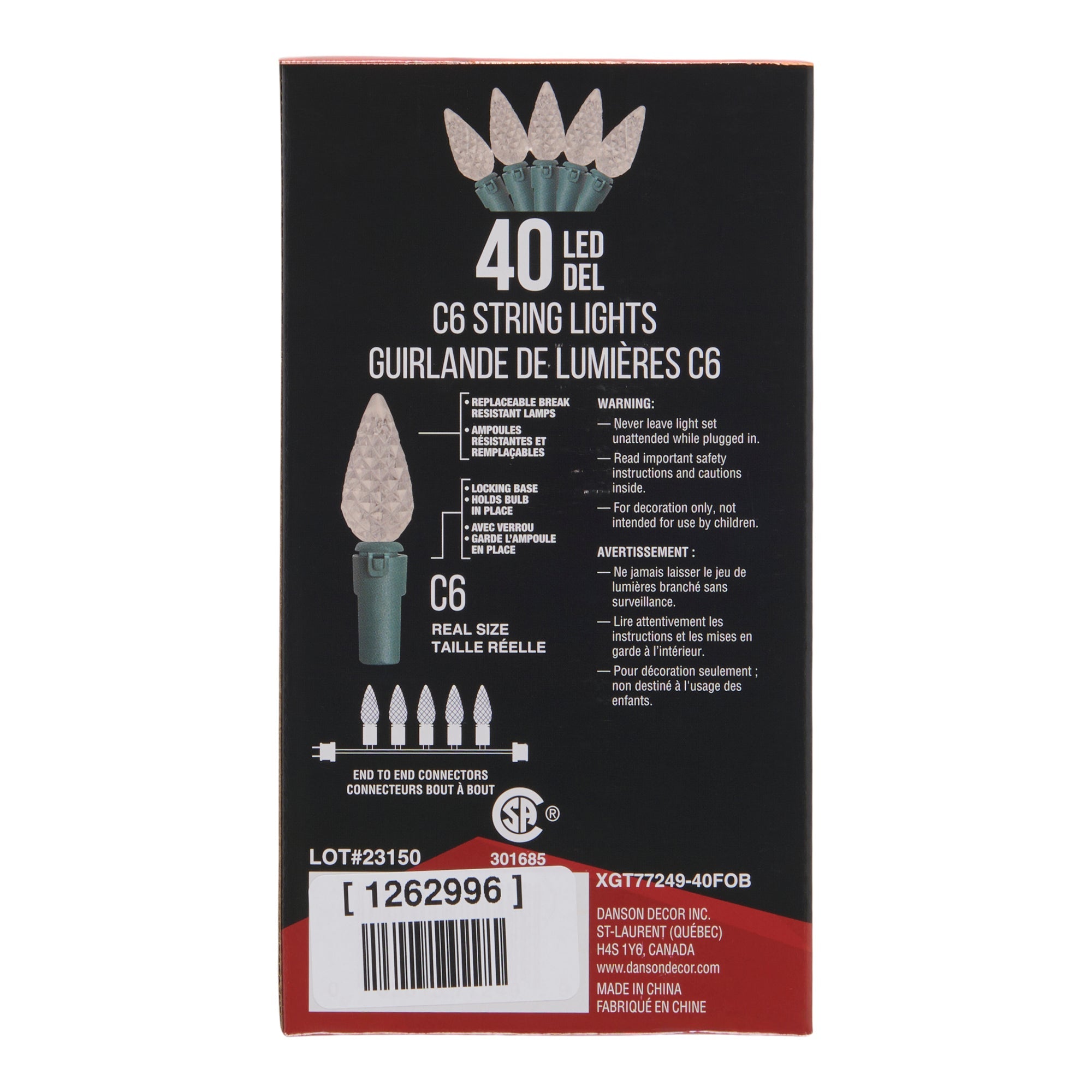Danson Décor Warm White 40 LED C6 String Lights, 2.48-m