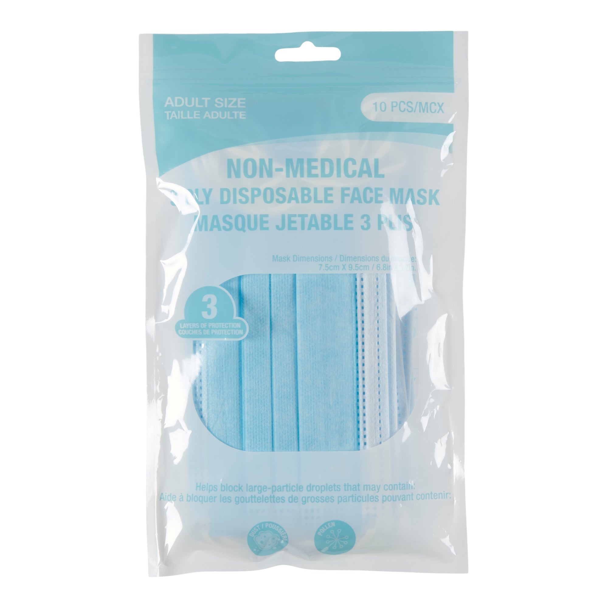 Disposable 3-Ply Face Masks, 10-pack