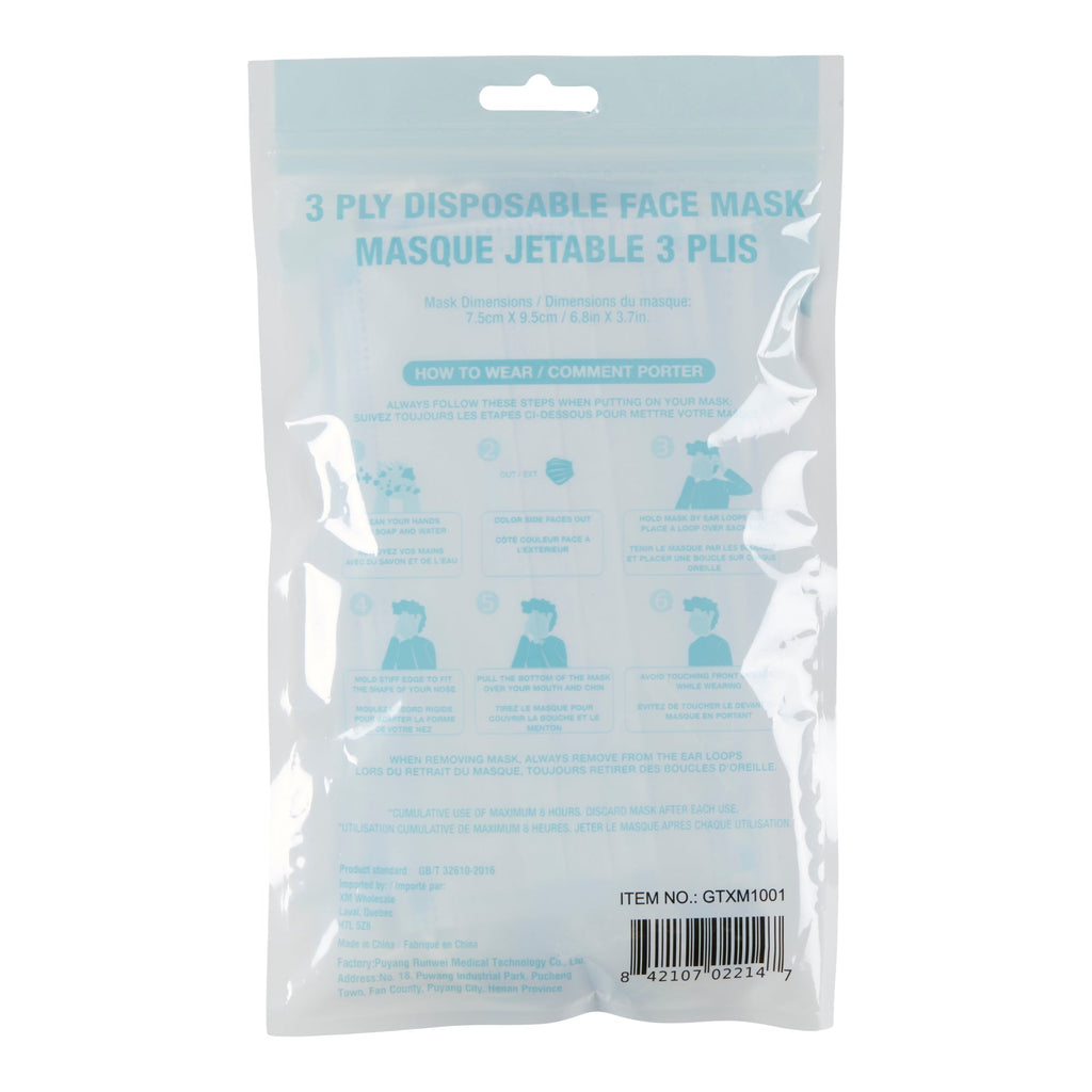 Disposable 3-Ply Face Masks, 10-pack
