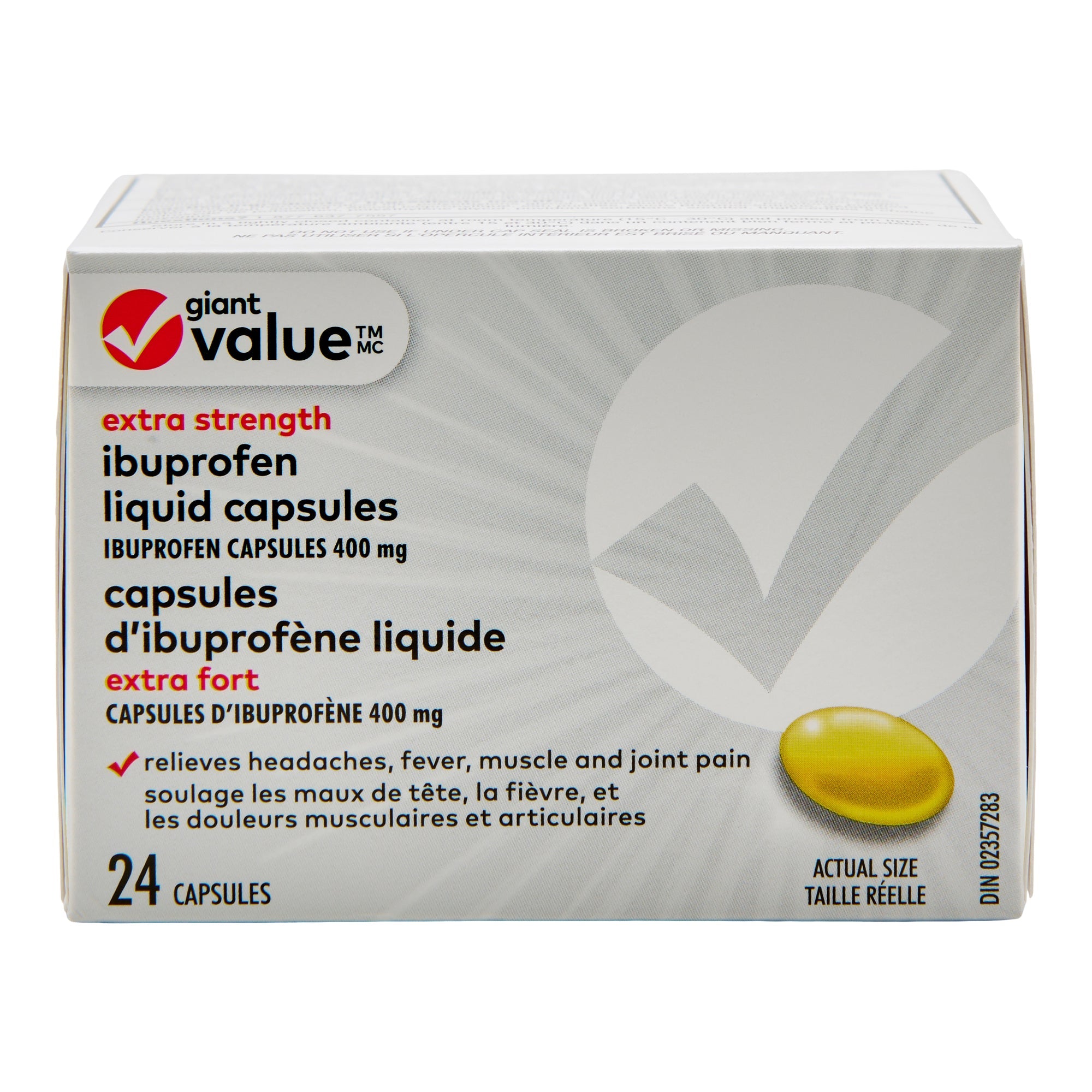 Giant Value Extra Strength Ibuprofen Capsules, 400 mg, 24-Pack