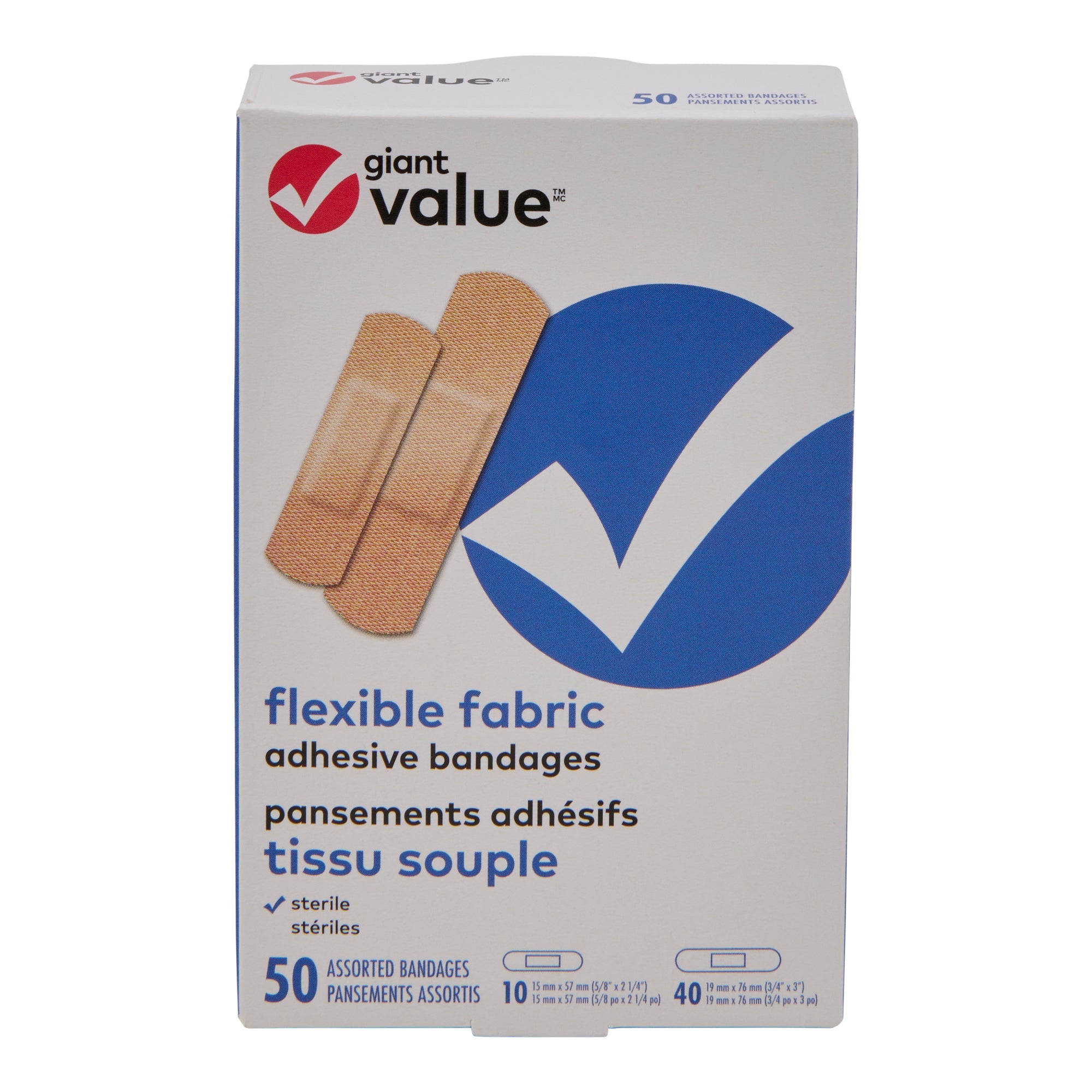 Giant Value Flexible Fabric Bandages, 50-Pack