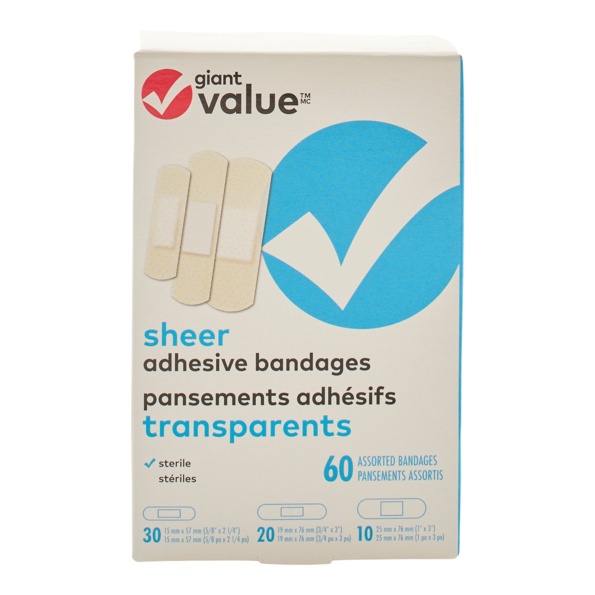 Giant Value Sheer Bandages, 60-Count