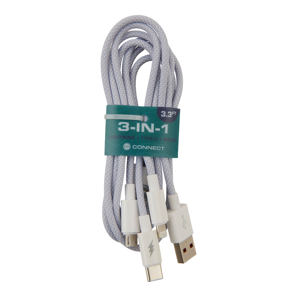 Câble 3-en-1 Connect, 3 pi, assorti