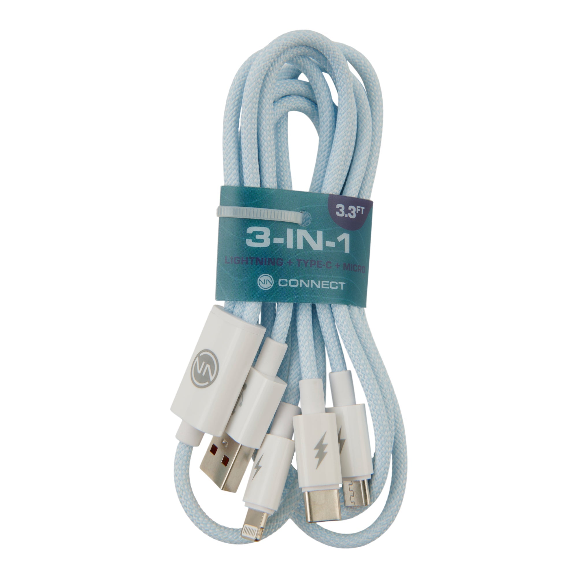 Câble 3-en-1 Connect, 3 pi, assorti