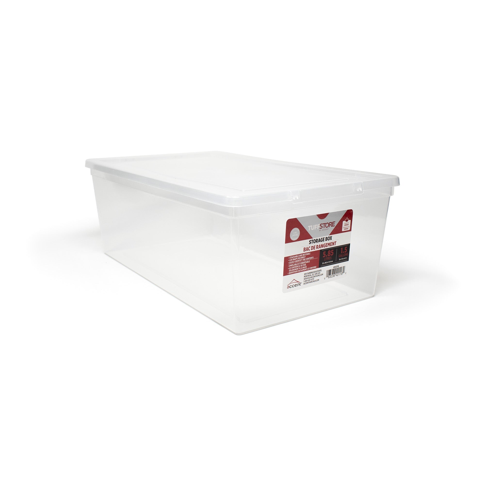 Tuffstore Clear Tote With Lid, 5.8-L.