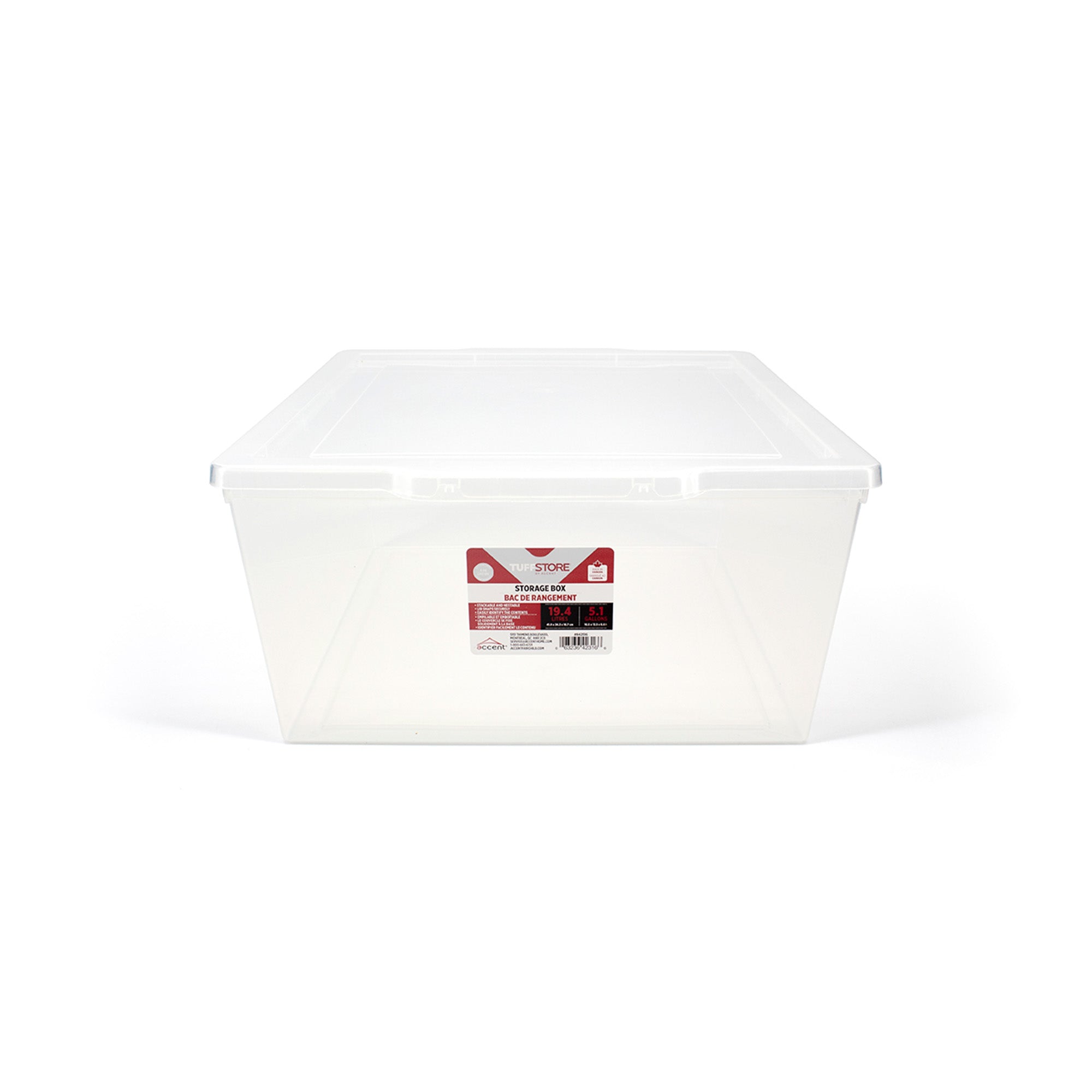 Tuffstore Clear Tote With Lid, 19.4-L.