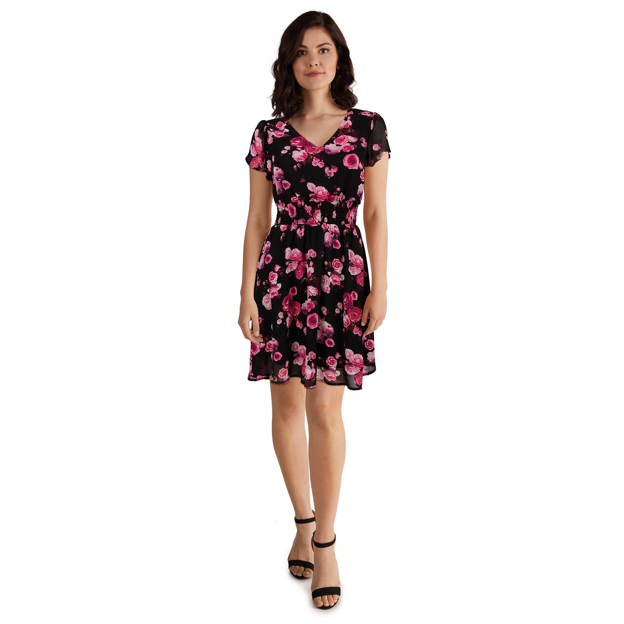 lily morgan Women's Flutter Sleeve Dress