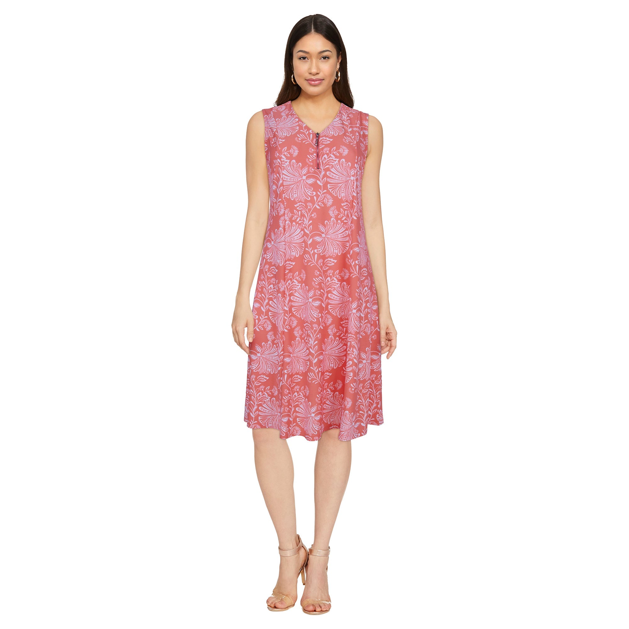 Robe imprimée à encolure en V sans manches Classic Editons pour femmes