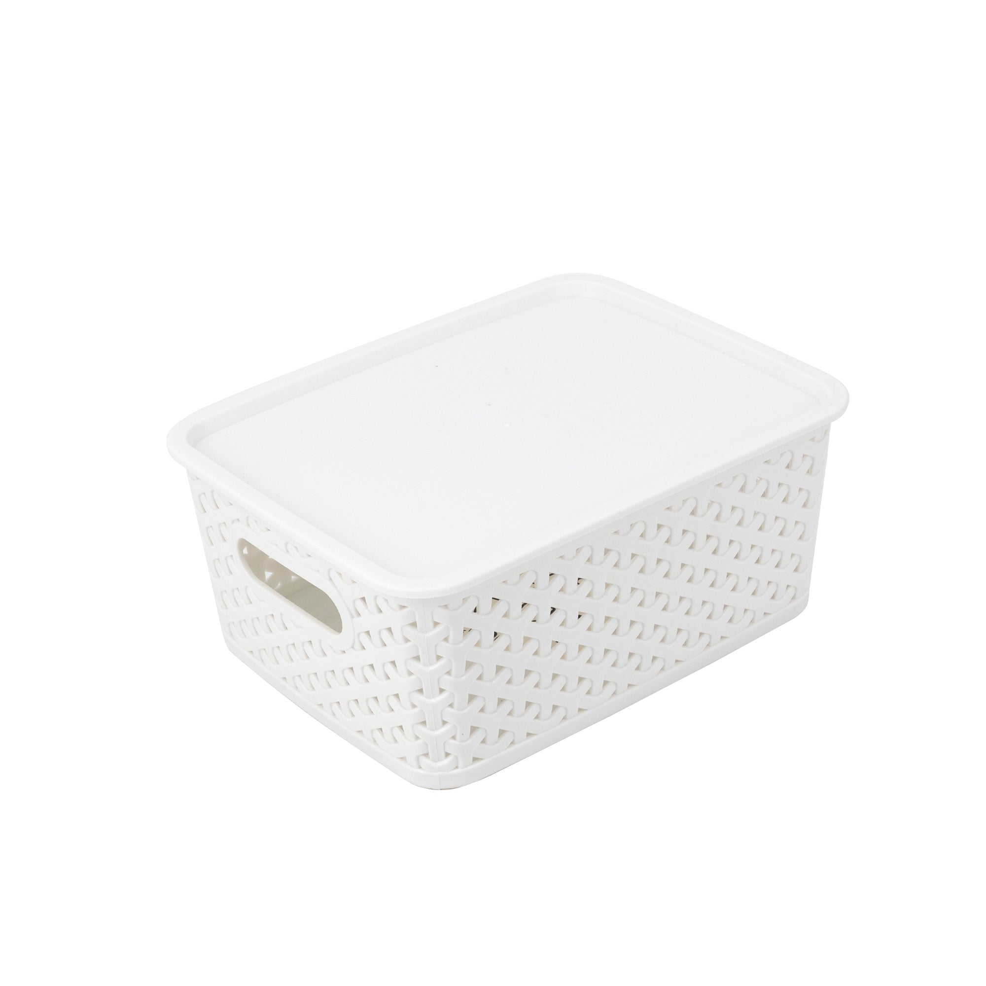 Giant Value Woven Plastic Bin With Lid, Small