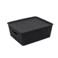 Giant Value Woven Plastic Bin With Lid, Medium